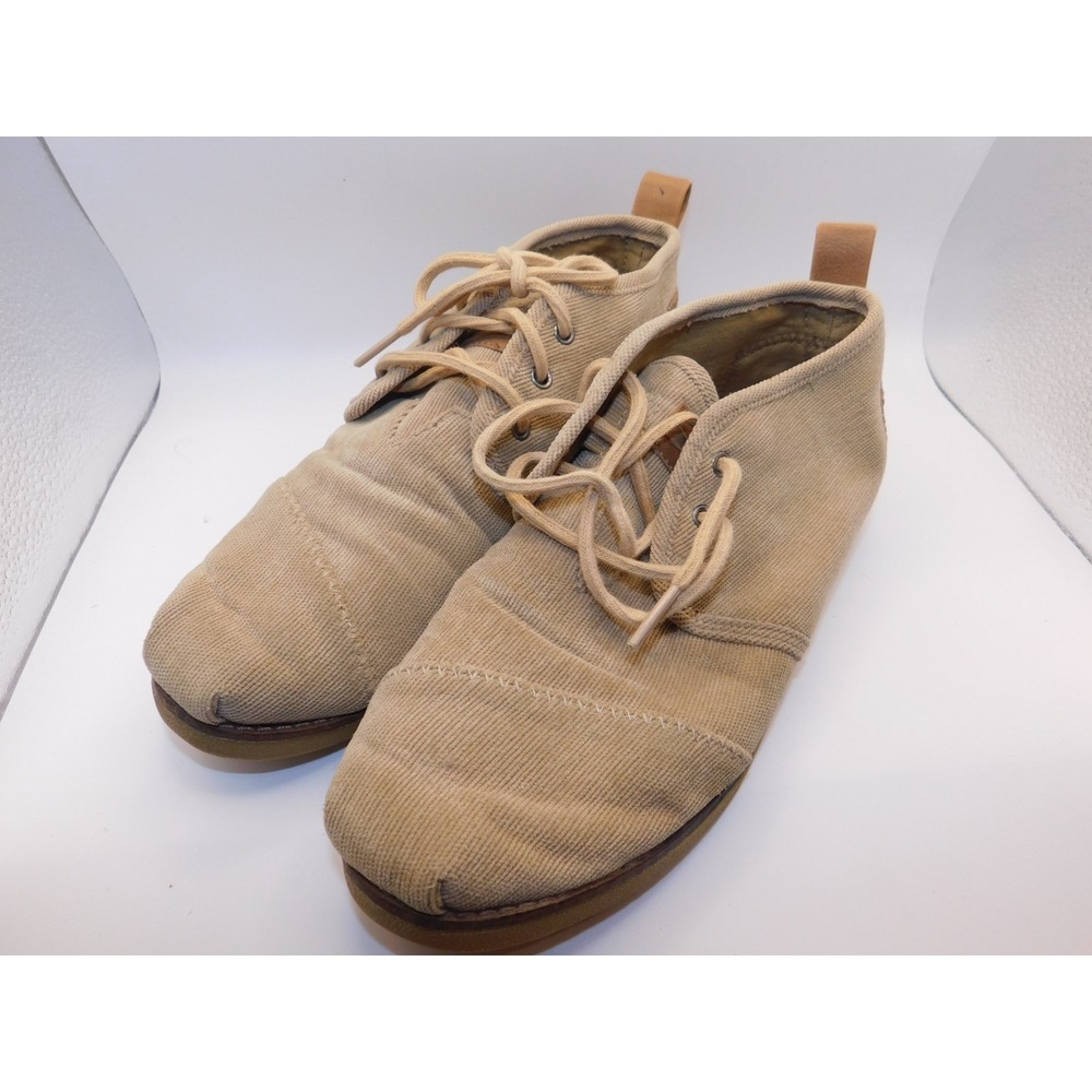 Womens Toms Corduroy Desert Tan Lace Up Shoes Size 7.5